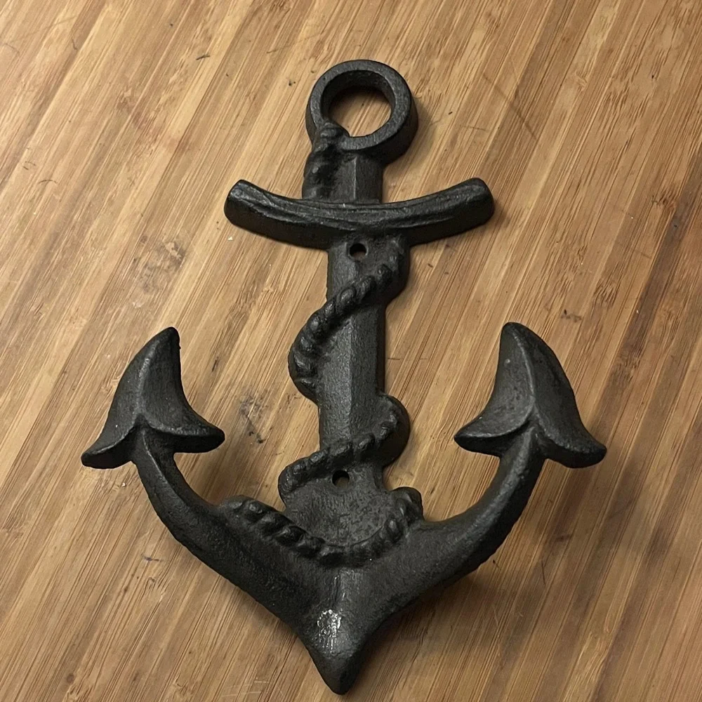 Cast Iron Nautical Anchor Wall Hook Coastal Beach House Decor